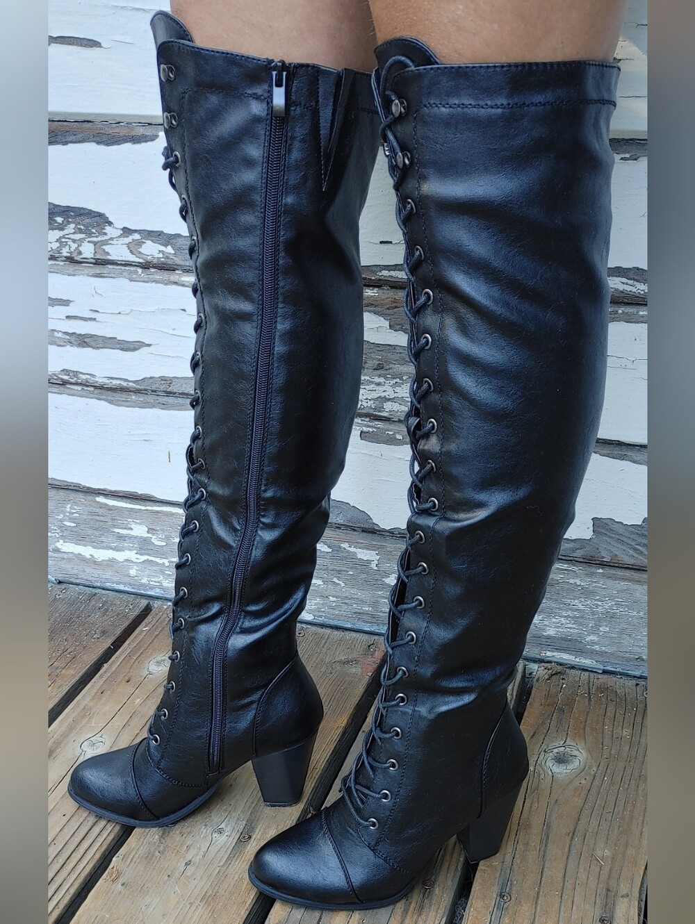 Forever Link Camila-48 Black Over-The-Knee Boots Size 7